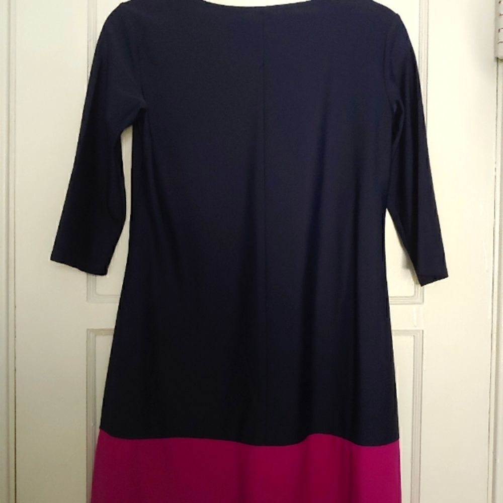 Jude Connally Color Block Perry Swing Dress 3/4 Sleeve Navy Fuschia Size XS